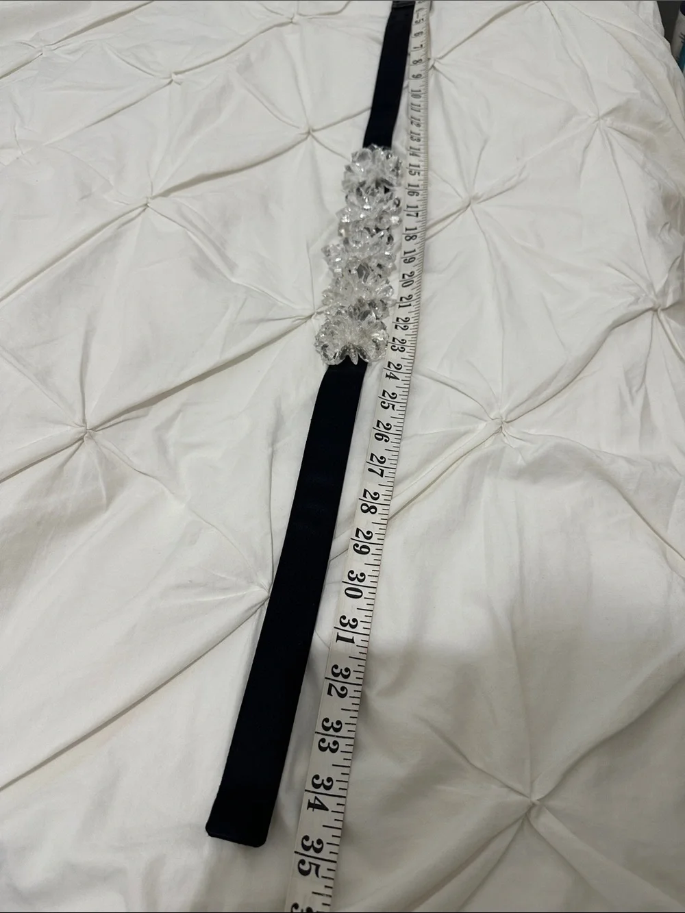 Crystal Floral Cluster Belt - Black with Clear Accents